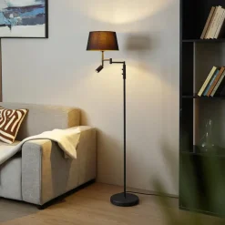Staande Lampen-QAZQA vloerlampen ladas zwart e27