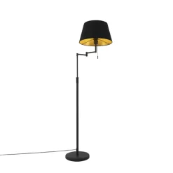 Staande Lampen-QAZQA vloerlampen ladas zwart e27