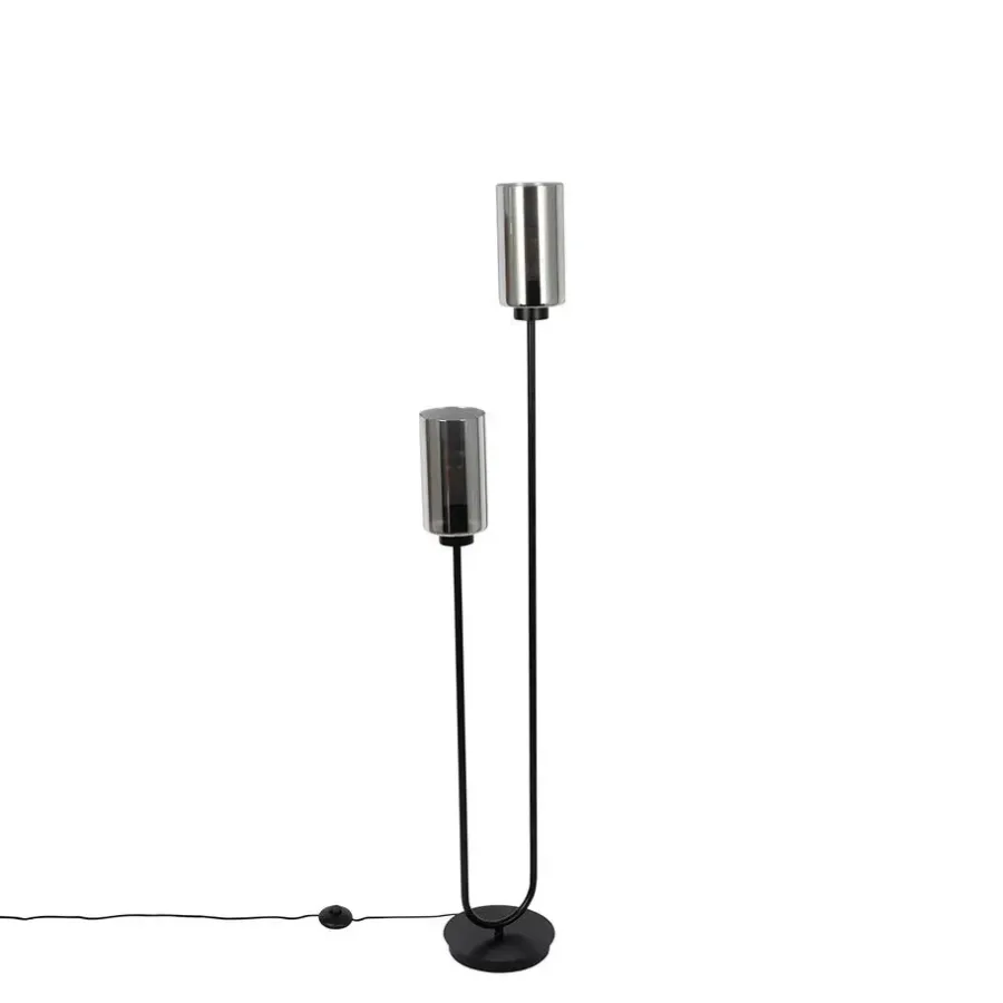 Staande Lampen-QAZQA vloerlampen laura grijs e27