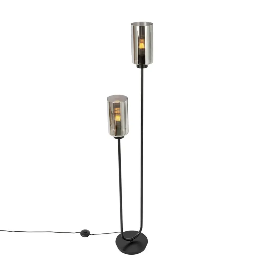 Staande Lampen-QAZQA vloerlampen laura grijs e27