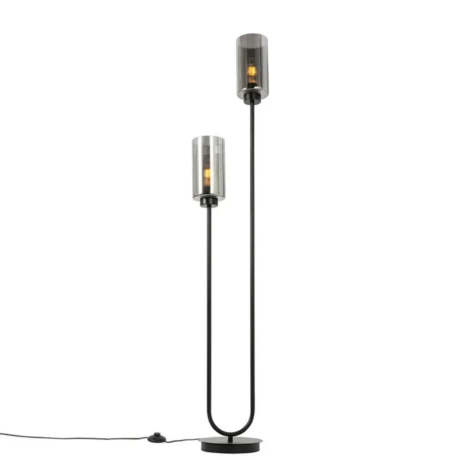 Staande Lampen-QAZQA vloerlampen laura grijs e27