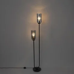 Staande Lampen-QAZQA vloerlampen laura grijs e27