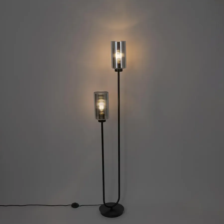 Staande Lampen-QAZQA vloerlampen laura grijs e27
