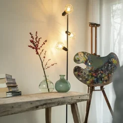 Staande Lampen-QAZQA vloerlampen mesh bruin e14