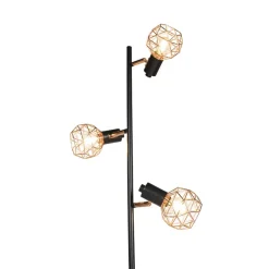 Staande Lampen-QAZQA vloerlampen mesh bruin e14