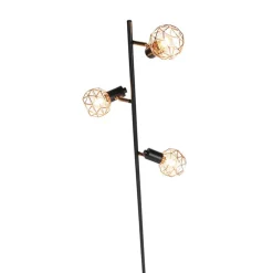 Staande Lampen-QAZQA vloerlampen mesh bruin e14