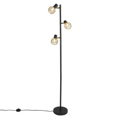 Staande Lampen-QAZQA vloerlampen mesh goudkleurig e14