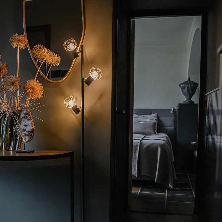 Staande Lampen-QAZQA vloerlampen mesh goudkleurig e14