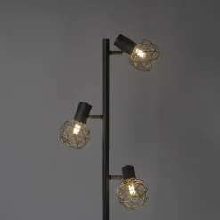 Staande Lampen-QAZQA vloerlampen mesh goudkleurig e14