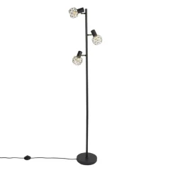 Staande Lampen-QAZQA vloerlampen mesh goudkleurig e14