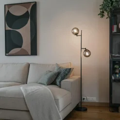 Staande Lampen-QAZQA vloerlampen pallon zilverkleurig e14