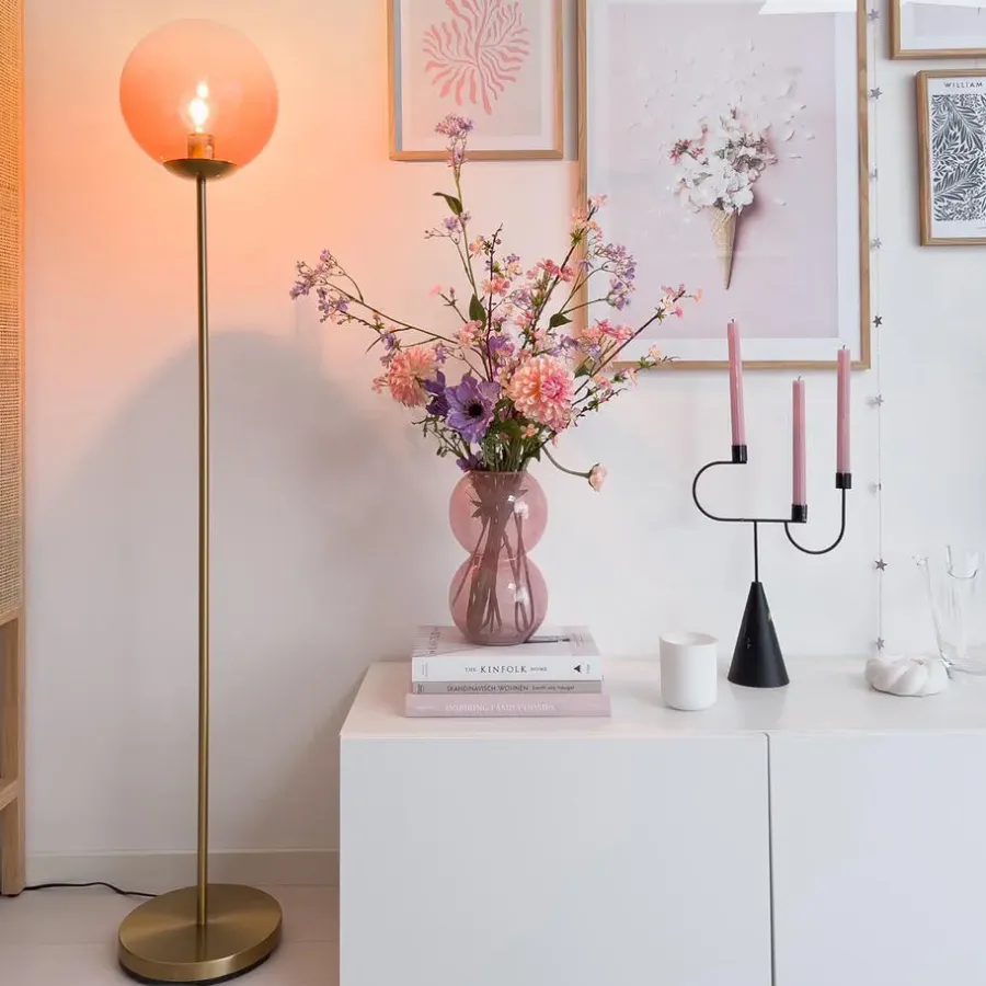 QAZQA vloerlampen pallon roze e27