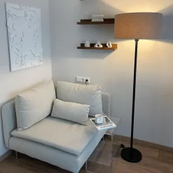 QAZQA vloerlampen simplo stof zwart e27