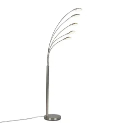 Booglampen-QAZQA vloerlampen sixties zilverkleurig geïntegreerde led