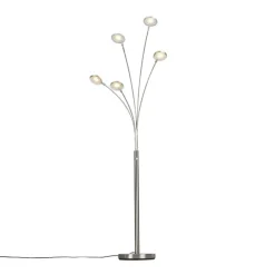 Booglampen-QAZQA vloerlampen sixties zilverkleurig geïntegreerde led