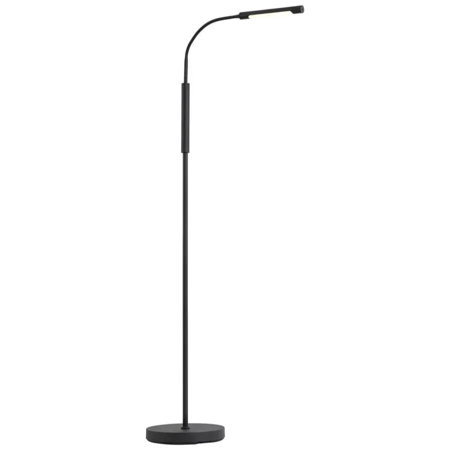 Staande Lampen-QAZQA vloerlampen statler zwart geïntegreerde led