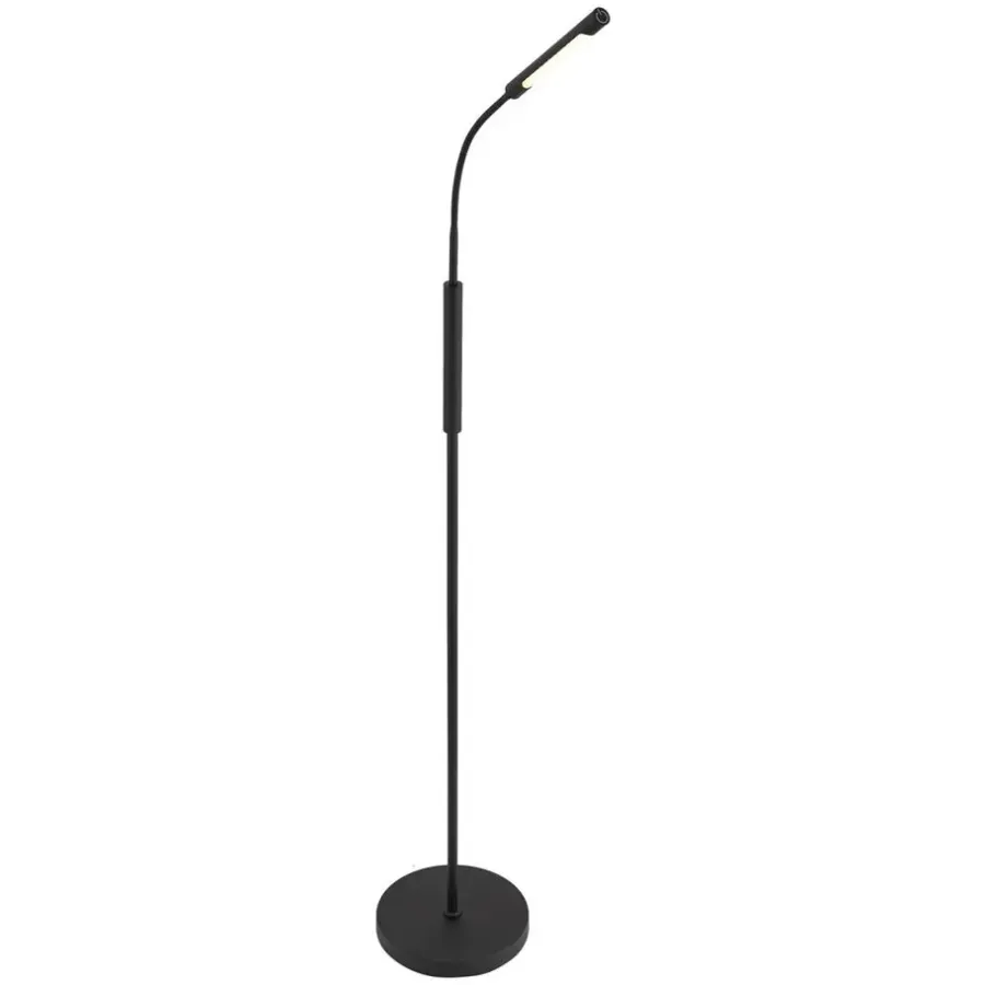 Staande Lampen-QAZQA vloerlampen statler zwart geïntegreerde led