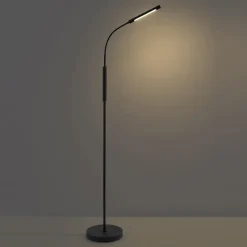 Staande Lampen-QAZQA vloerlampen statler zwart geïntegreerde led