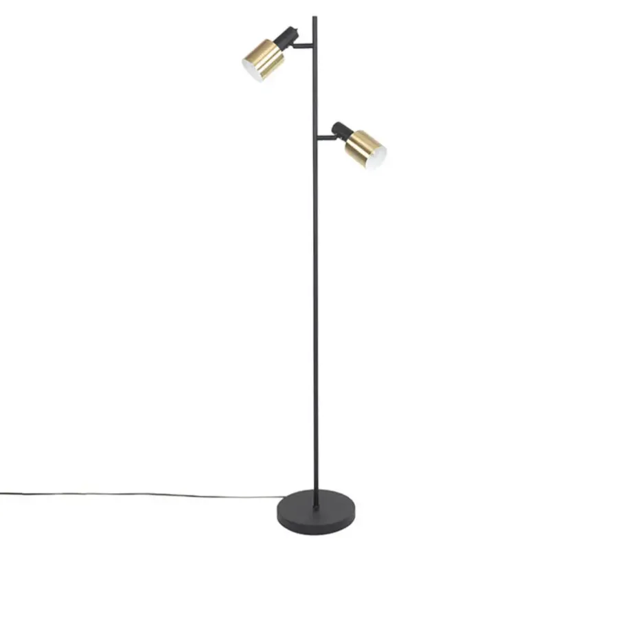 Staande Lampen-QAZQA vloerlampen stijn goudkleurig e27