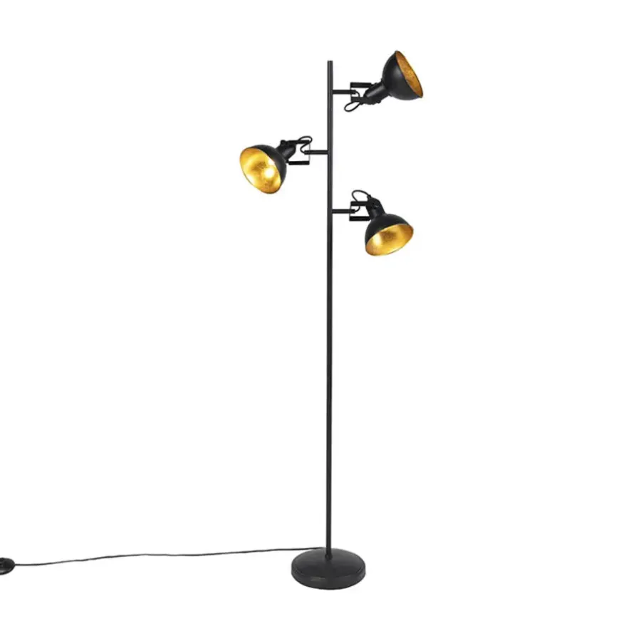 QAZQA vloerlampen tommy zwart e14