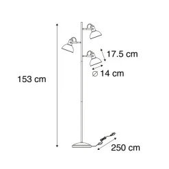 QAZQA vloerlampen tommy zwart e14