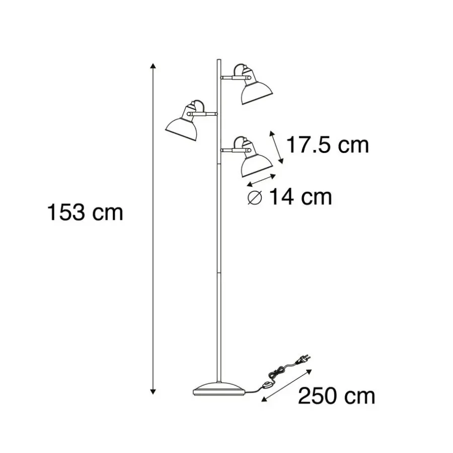 QAZQA vloerlampen tommy zwart e14