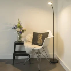 Staande Lampen-QAZQA vloerlampen trax zwart geïntegreerde led