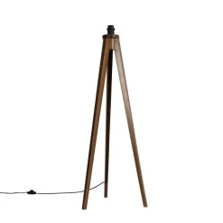 QAZQA vloerlampen tripod_classic bruin e27