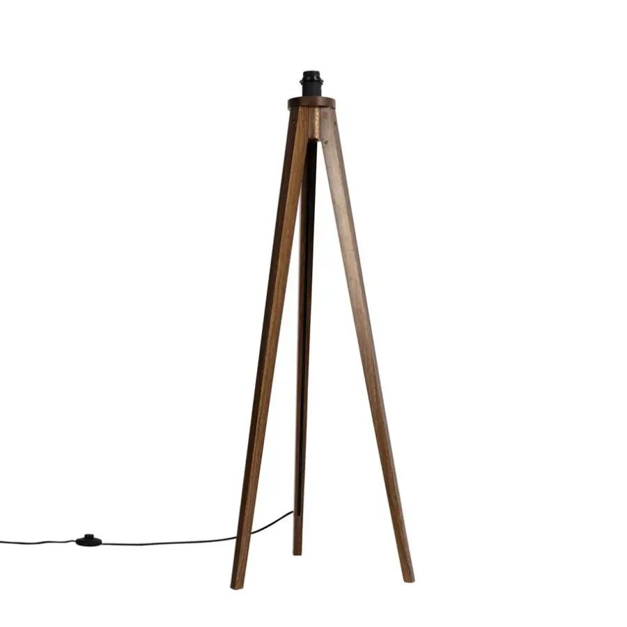 QAZQA vloerlampen tripod_classic bruin e27