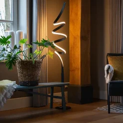 Staande Lampen-QAZQA vloerlampen twisted fl zwart geïntegreerde led