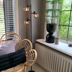 Staande Lampen-QAZQA vloerlampen vidro zwart e14