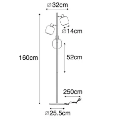 Staande Lampen-QAZQA vloerlampen zuzanna grijs e14
