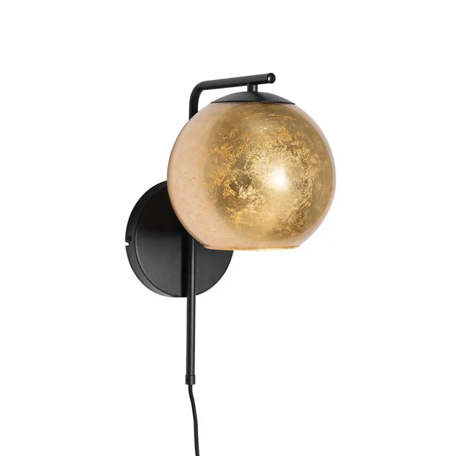 QAZQA wandlampen bert goudkleurig e27