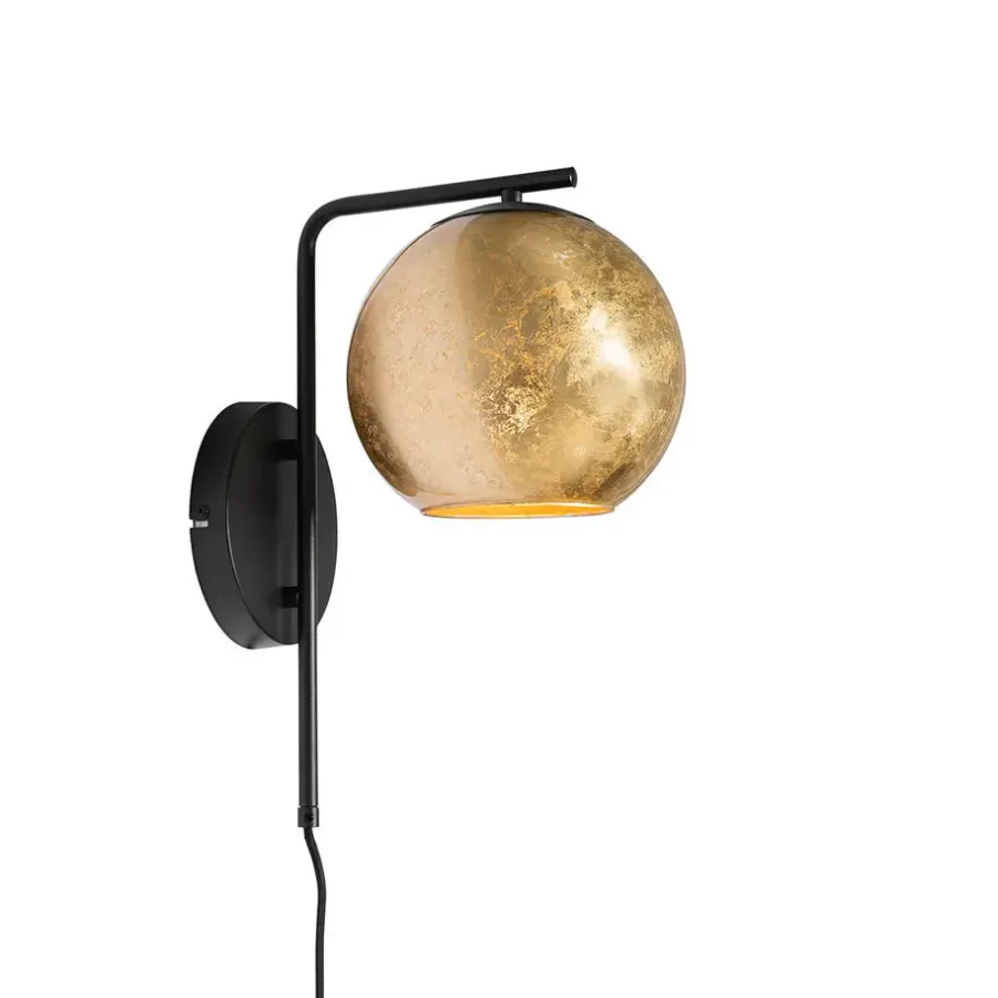 QAZQA wandlampen bert goudkleurig e27