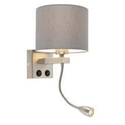 QAZQA wandlampen brescia combi grijs e27
