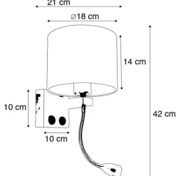QAZQA wandlampen brescia combi grijs e27