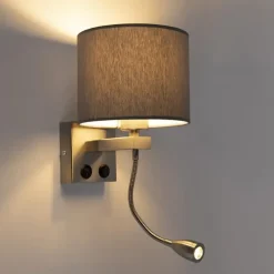 QAZQA wandlampen brescia combi grijs e27