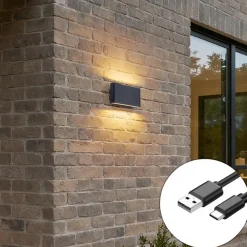 Buitenverlichting-QAZQA wandlampen buiten batt zwart geïntegreerde led