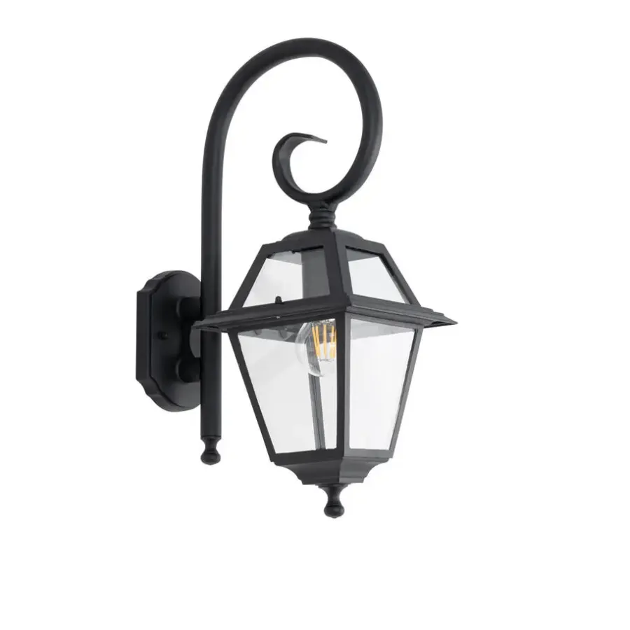 QAZQA wandlampen buiten berta zwart e27