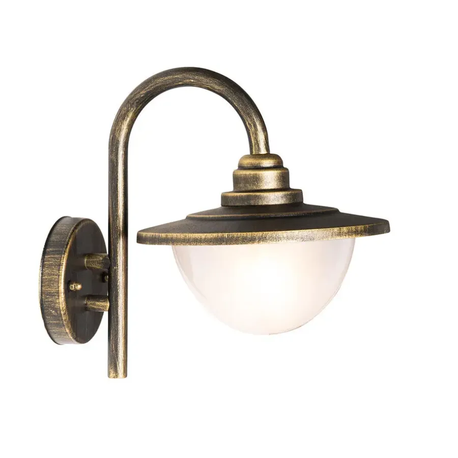 Buitenverlichting|Wandlampen-QAZQA wandlampen buiten bruges goudkleurig e27