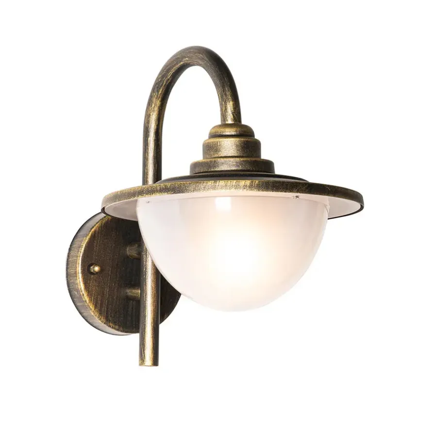 Buitenverlichting|Wandlampen-QAZQA wandlampen buiten bruges goudkleurig e27