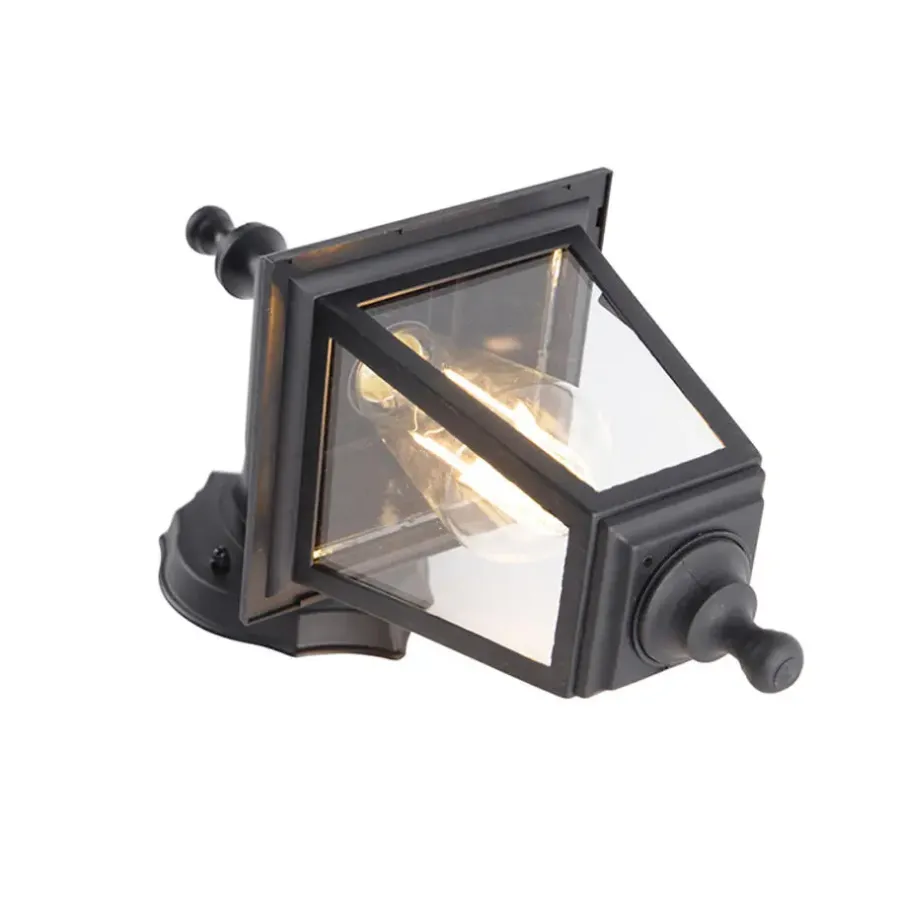 Buitenverlichting|Wandlampen-QAZQA wandlampen buiten capital zwart e27