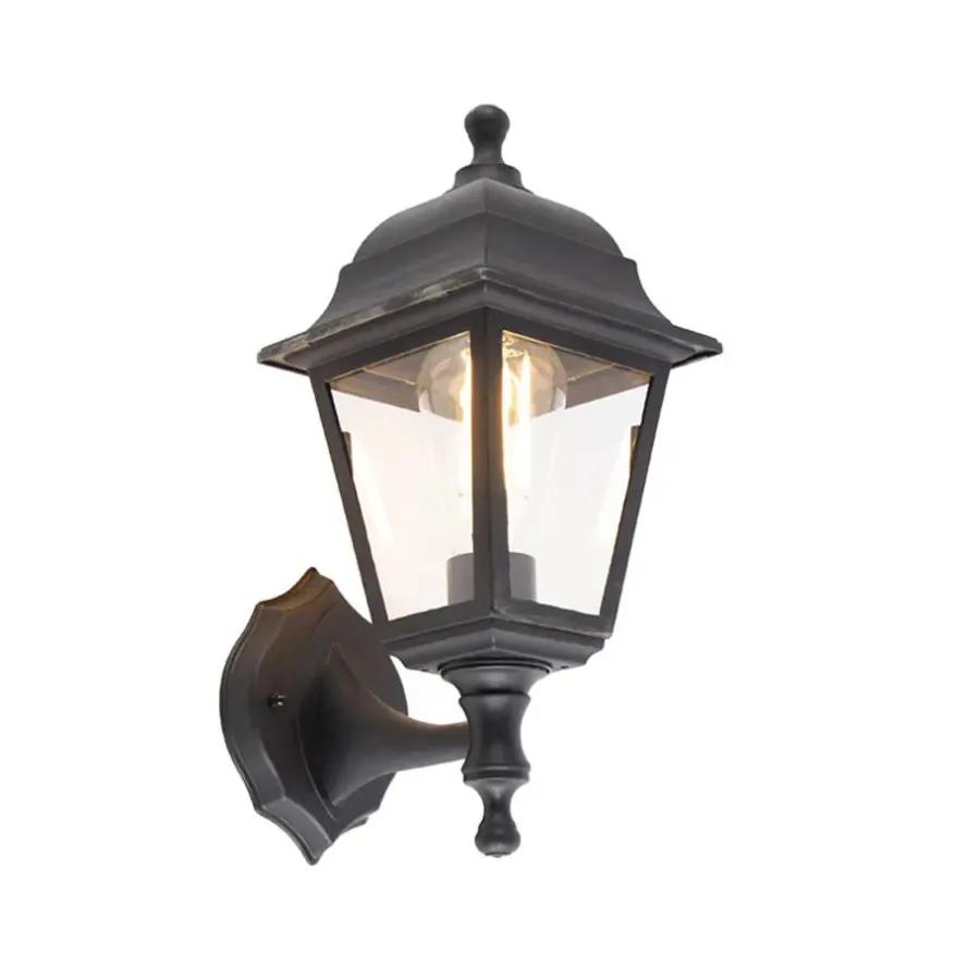 Buitenverlichting|Wandlampen-QAZQA wandlampen buiten capital zwart e27