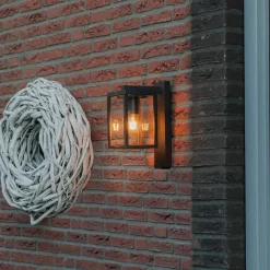 QAZQA wandlampen buiten charlois zwart e27