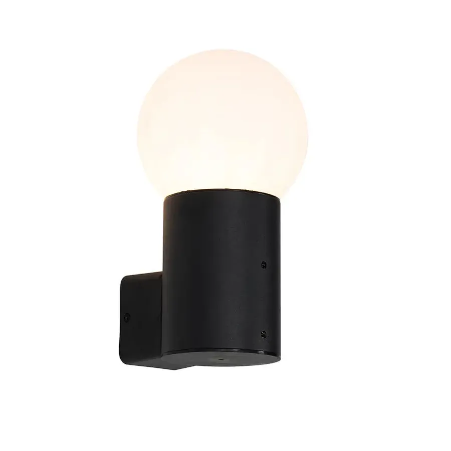 Buitenverlichting|Wandlampen-QAZQA wandlampen buiten huma zwart e27