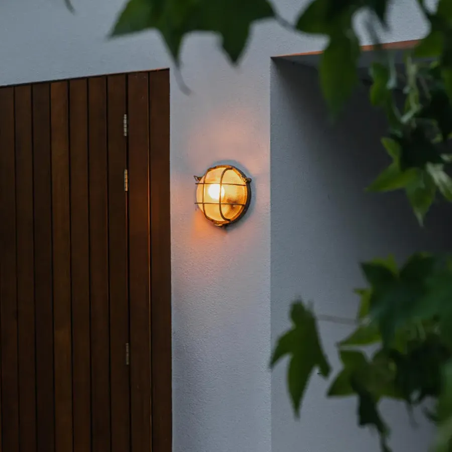 Wandlampen-QAZQA wandlampen buiten nautica goudkleurig e27