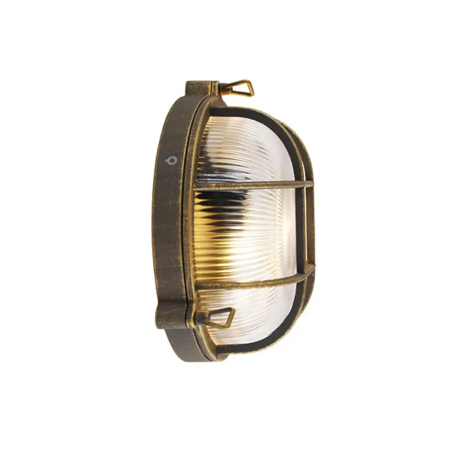 Wandlampen-QAZQA wandlampen buiten nautica goudkleurig e27