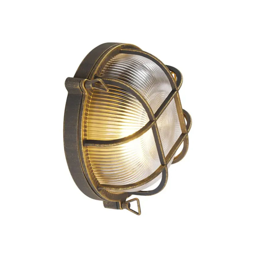 Wandlampen-QAZQA wandlampen buiten nautica goudkleurig e27