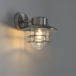 QAZQA wandlampen buiten shell zilverkleurig e27