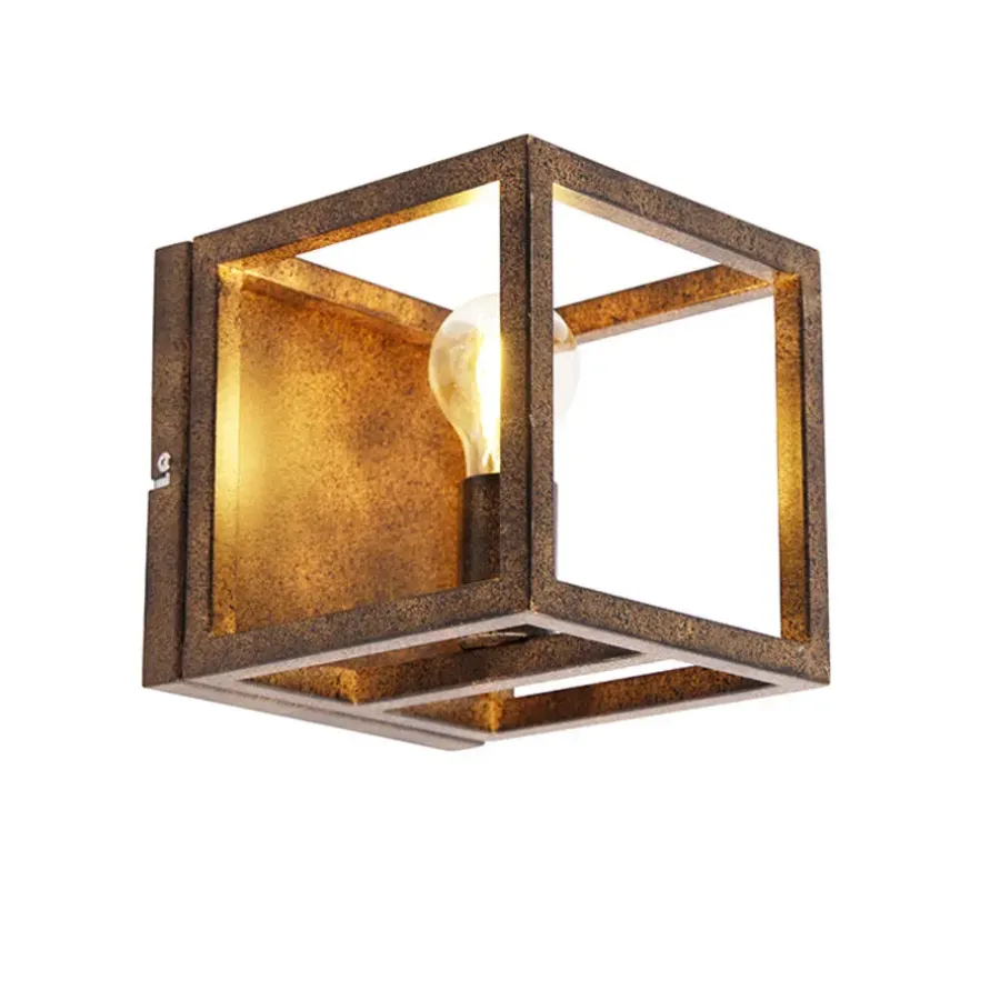 QAZQA wandlampen cage bruin e27